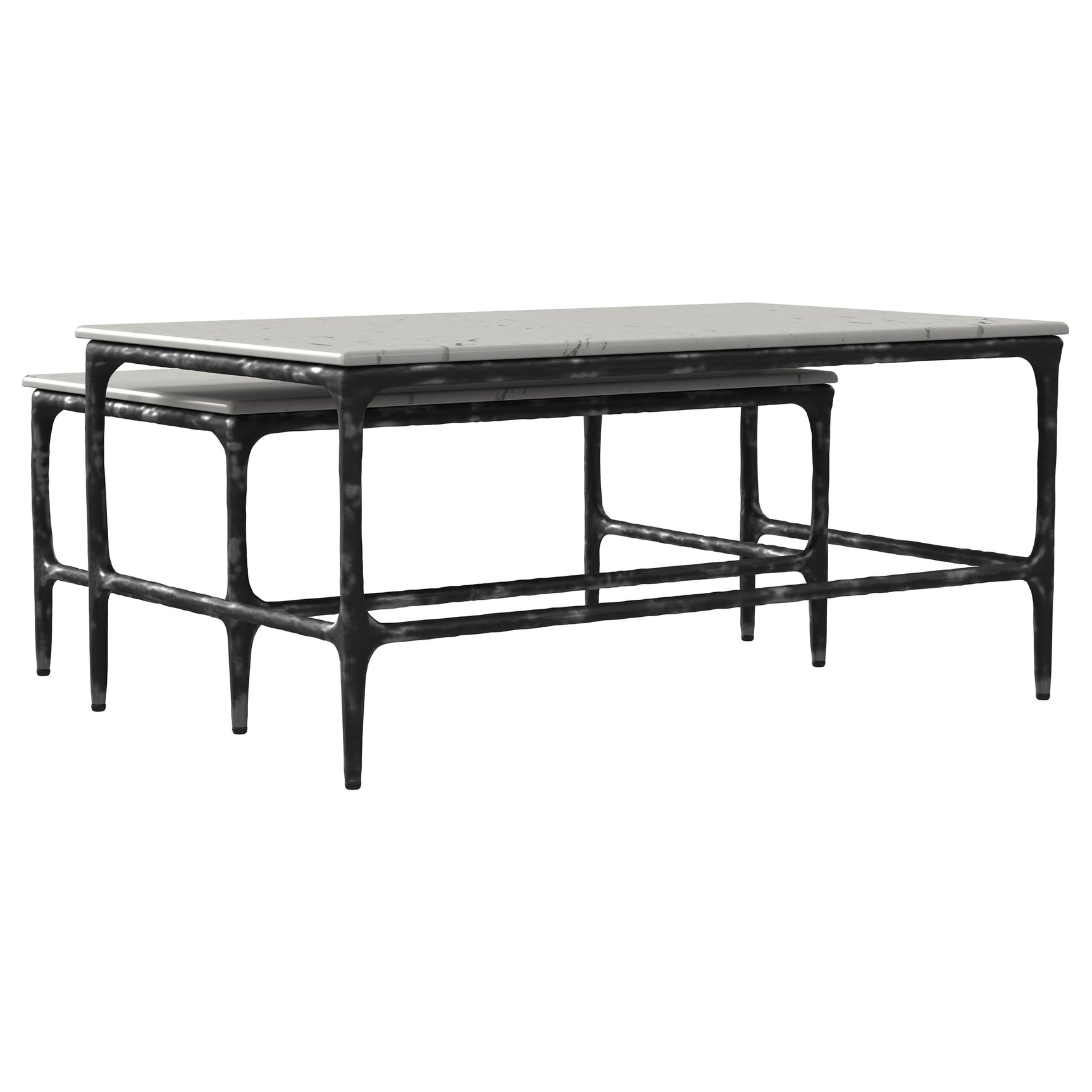 Ebby 2-piece Genuine Marble Top Nesting Coffee Tables White - Tampa Furniture Outlet