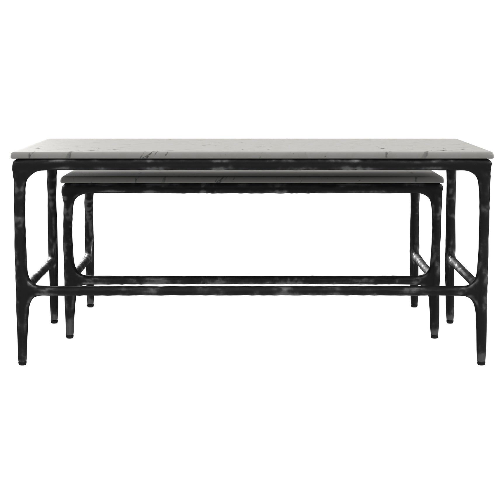 Ebby 2-piece Genuine Marble Top Nesting Coffee Tables White - Tampa Furniture Outlet