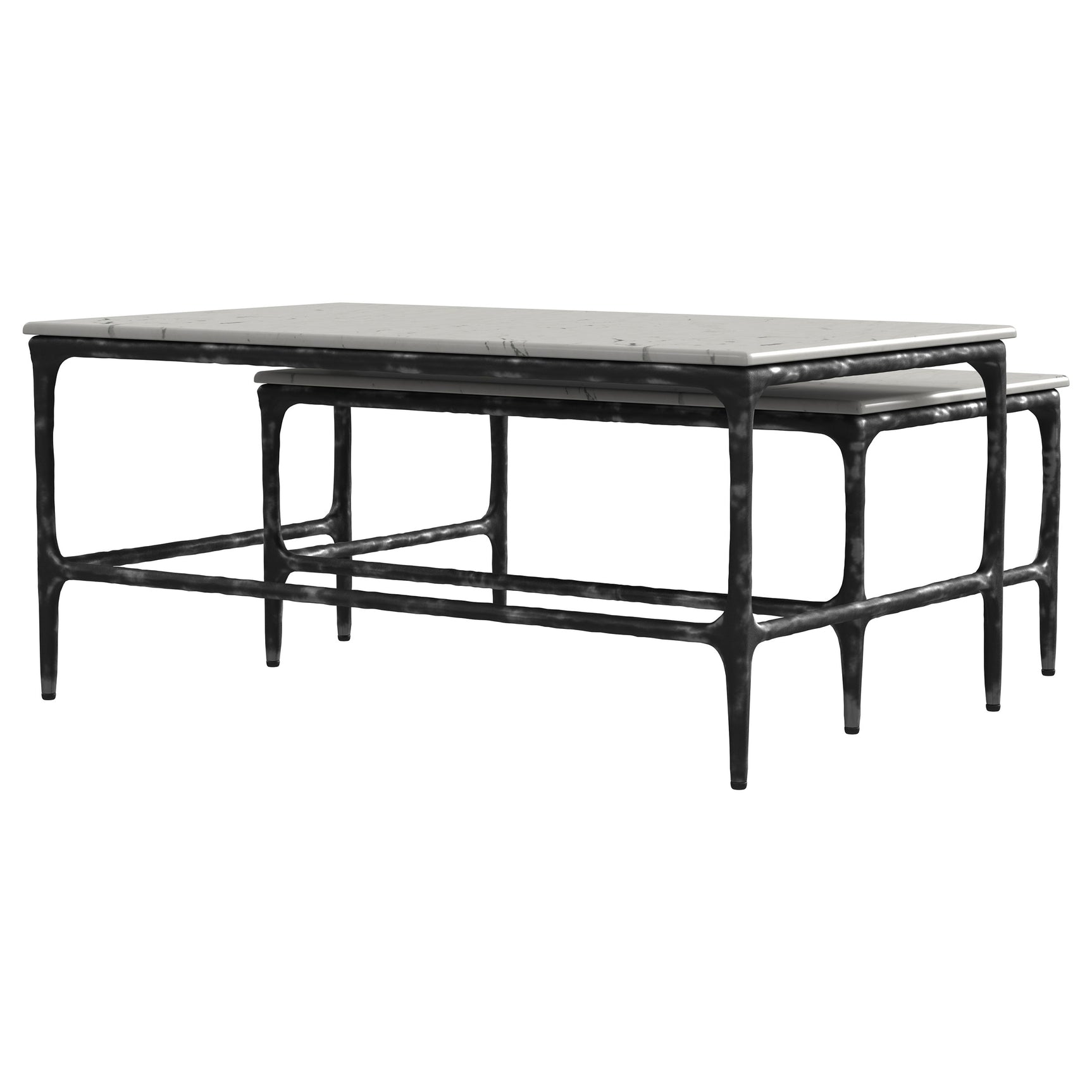 Ebby 2-piece Genuine Marble Top Nesting Coffee Tables White - Tampa Furniture Outlet