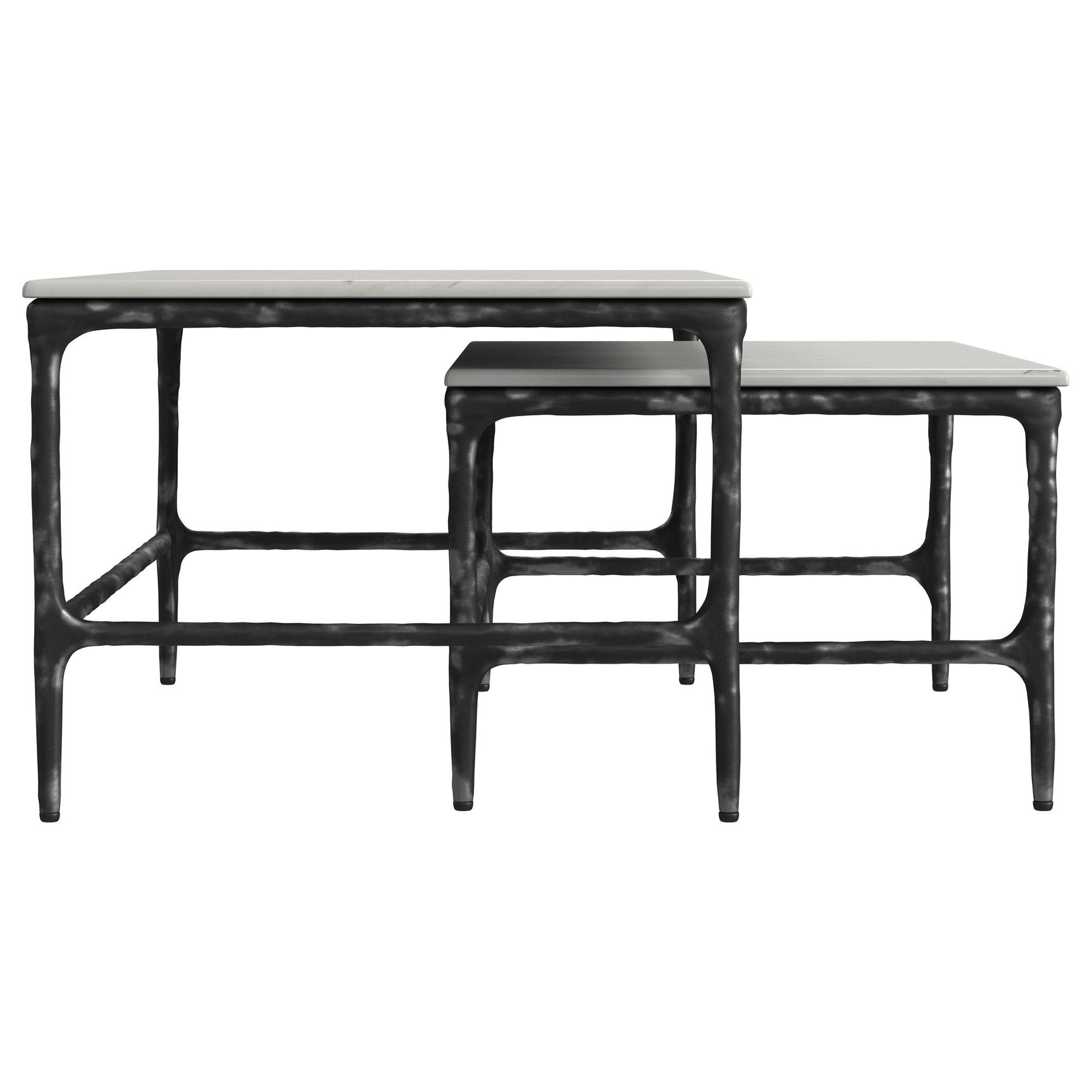 Ebby 2-piece Genuine Marble Top Nesting Coffee Tables White - Tampa Furniture Outlet