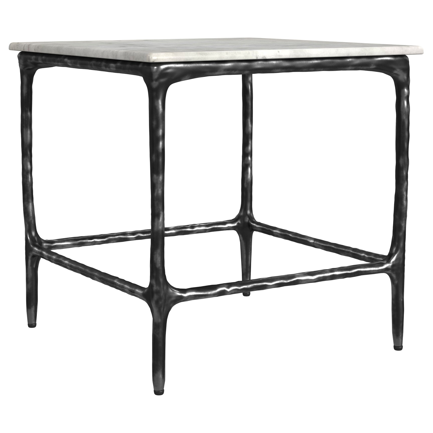 Tampa Furniture Outlet - Coaster - Ebby Square Genuine Marble Top Metal End Table White - 710747