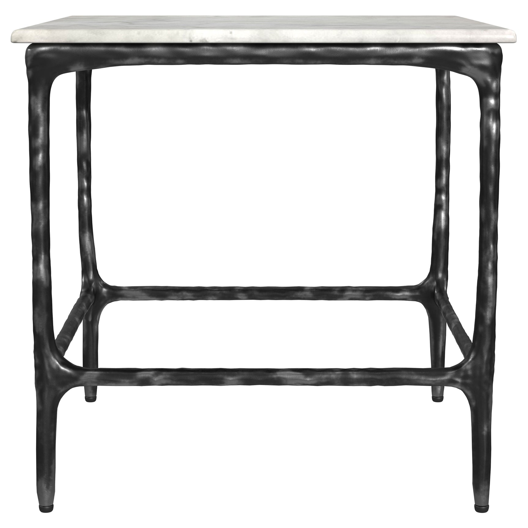 Ebby Square Genuine Marble Top Metal End Table White - Tampa Furniture Outlet