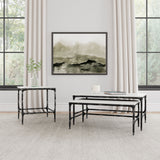 Ebby Square Genuine Marble Top Metal End Table White - Tampa Furniture Outlet
