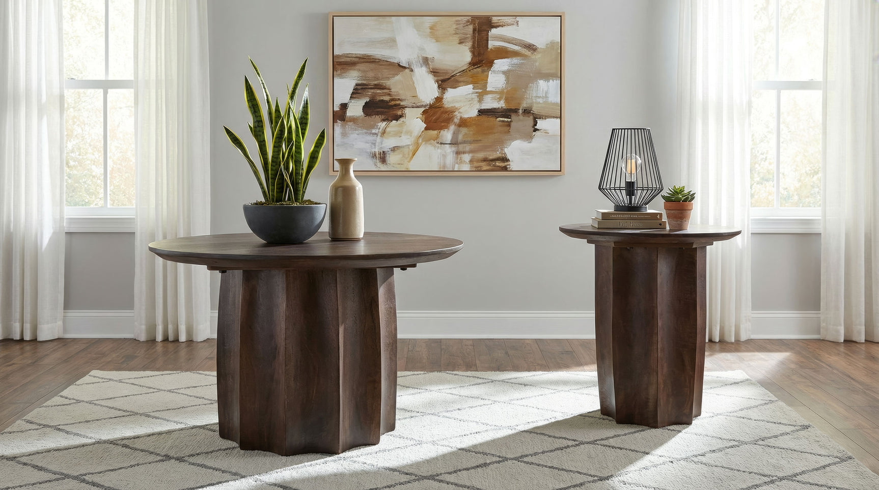 Tampa Furniture Outlet - Coaster - Cayenne 2-piece Solid Mango Wood Coffee Table Set Walnut - 710778-S2