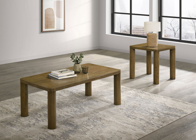 Tampa Furniture Outlet - Coaster - Castlewood 2-piece Cocktail Coffee Table Set Brown Oak - 710858-S2