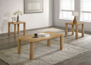 Tampa Furniture Outlet - Coaster - Castlewood 3-piece Cocktail Coffee Table Set Light Oak - 710868-S3