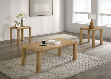 Tampa Furniture Outlet - Coaster - Castlewood 3-piece Cocktail Coffee Table Set Light Oak - 710868-S3