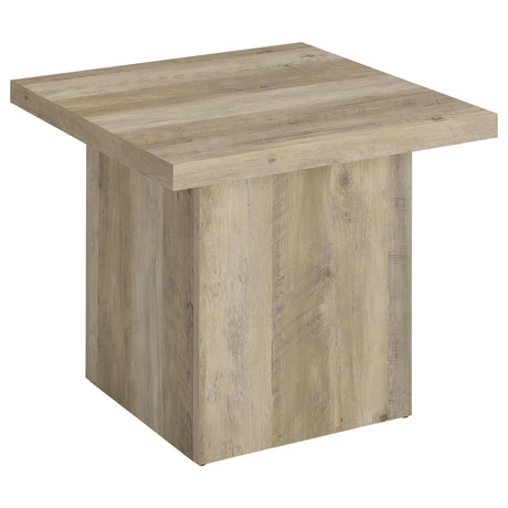Tampa Furniture Outlet - Coaster - Devar Square Engineered Wood End Table Distressed Pine - 710877