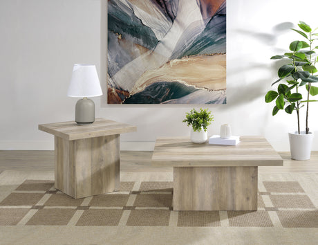 Tampa Furniture Outlet - Coaster - Devar 2-piece Square Coffee End Table Set Distressed Pine - 710878-S2