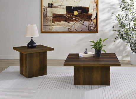 Tampa Furniture Outlet - Coaster - Devar 2-piece Square Coffee and End Table Set Dark Pine - 710888-S2