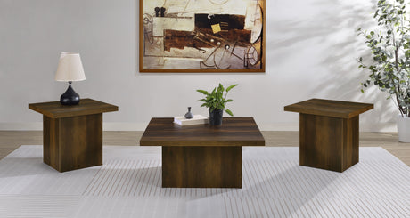 Tampa Furniture Outlet - Coaster - Devar 3-piece Square Coffee and End Table Set Dark Pine - 710888-S3