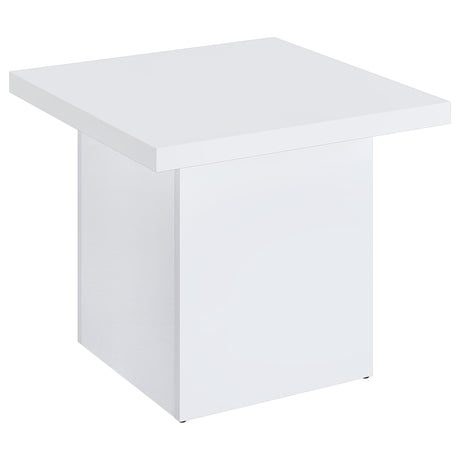 Tampa Furniture Outlet - Coaster - Devar Square Engineered Wood Side End Table White High Gloss - 710897