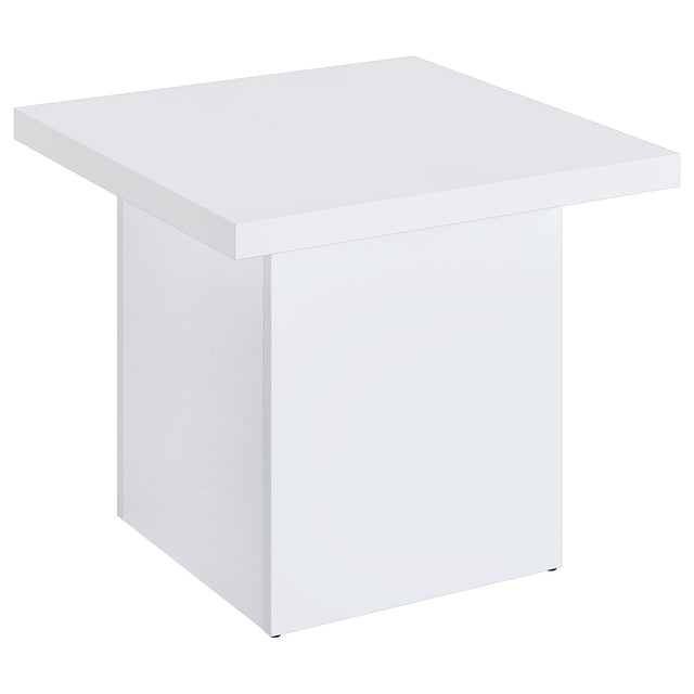 Tampa Furniture Outlet - Coaster - Devar Square Engineered Wood Side End Table White High Gloss - 710897
