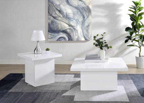Tampa Furniture Outlet - Coaster - Devar 2-piece Square Coffee End Table Set White High Gloss - 710898-S2