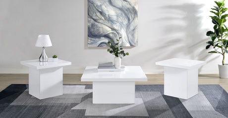 Tampa Furniture Outlet - Coaster - Devar 3-piece Square Coffee End Table Set White High Gloss - 710898-S3