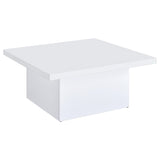 Tampa Furniture Outlet - Coaster - Devar Square Engineered Wood Coffee Table White High Gloss - 710898