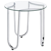 Tampa Furniture Outlet - Coaster - Beller Round Tempered Glass Top End Side Table Chrome - 710907
