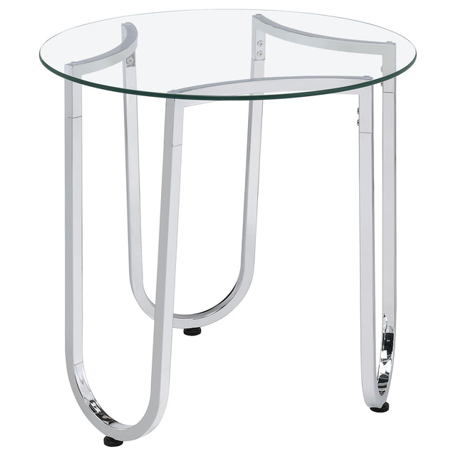 Tampa Furniture Outlet - Coaster - Beller Round Tempered Glass Top End Side Table Chrome - 710907