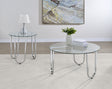 Tampa Furniture Outlet - Coaster - Beller 2-piece Round Tempered Glass Top Coffee Table Set Chrome - 710908-S2