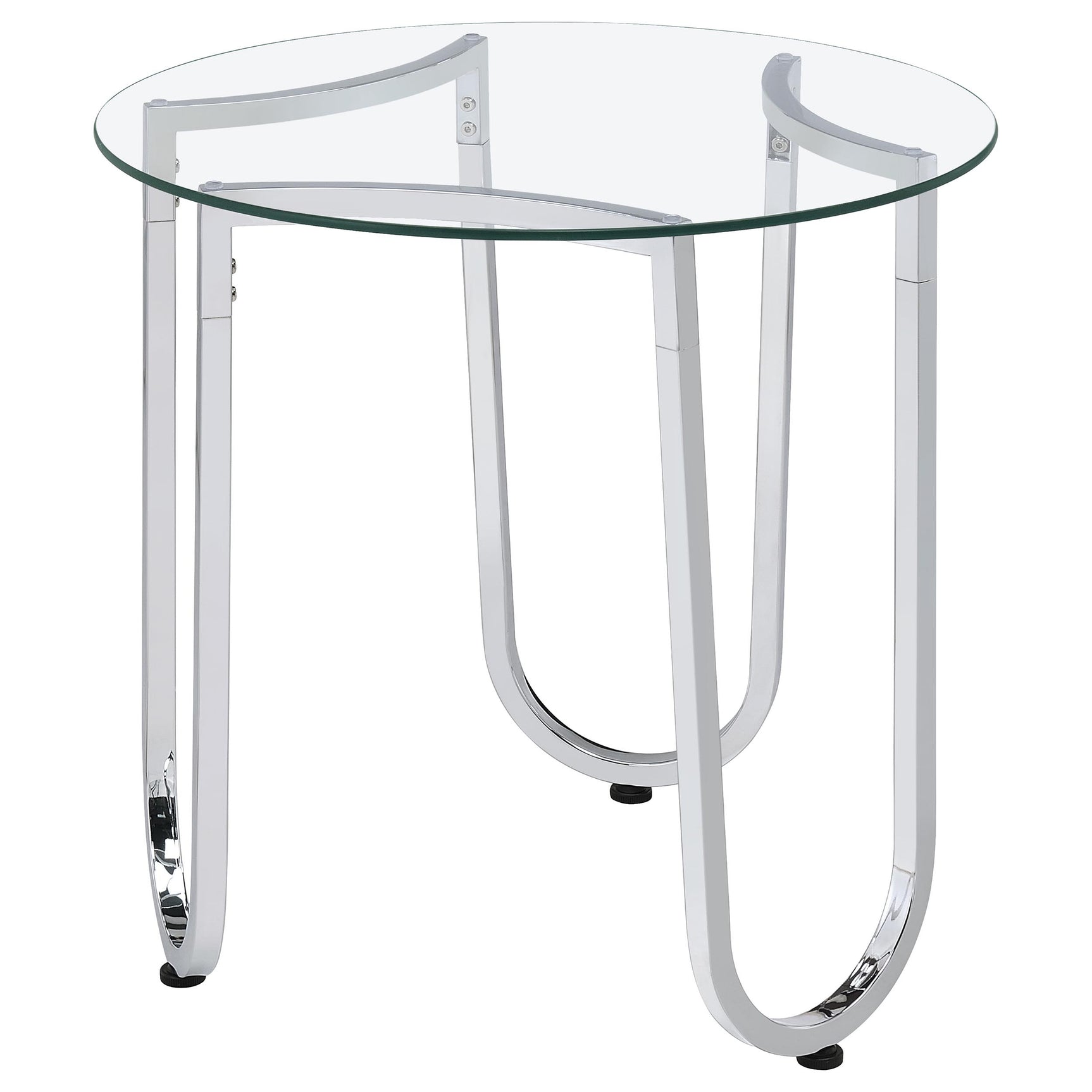 Beller 2-piece Round Tempered Glass Top Coffee Table Set Chrome