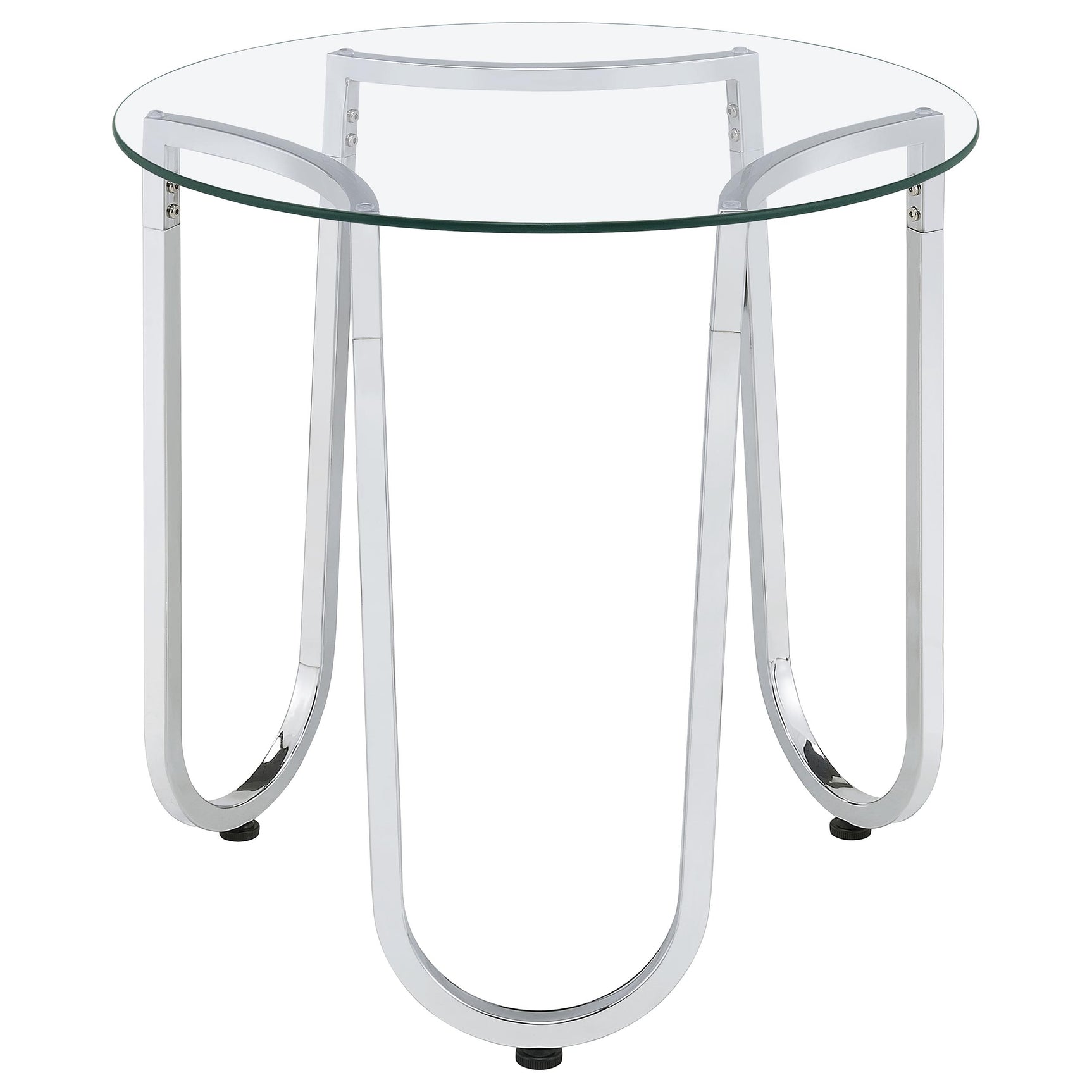 Beller 2-piece Round Tempered Glass Top Coffee Table Set Chrome