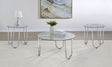 Tampa Furniture Outlet - Coaster - Beller 3-piece Round Tempered Glass Top Coffee Table Set Chrome - 710908-S3