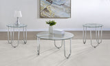 Tampa Furniture Outlet - Coaster - Beller 3-piece Round Tempered Glass Top Coffee Table Set Chrome - 710908-S3