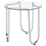 Beller 3-piece Round Tempered Glass Top Coffee Table Set Chrome