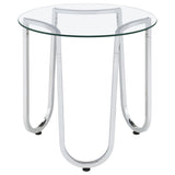 Beller 3-piece Round Tempered Glass Top Coffee Table Set Chrome