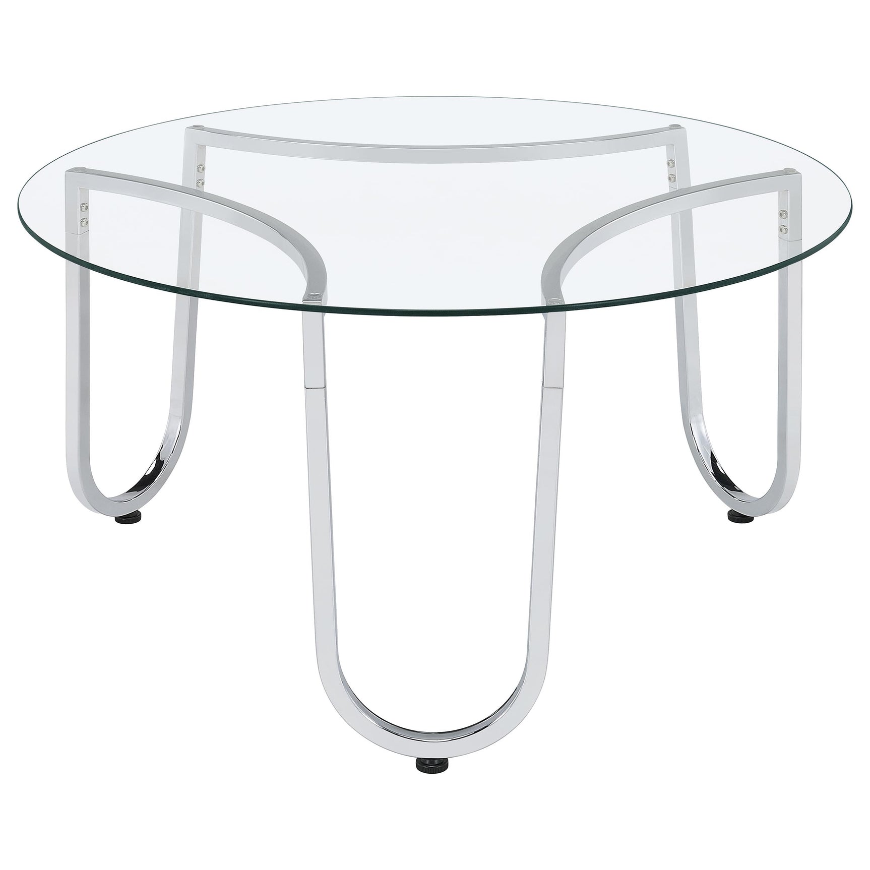 Beller 3-piece Round Tempered Glass Top Coffee Table Set Chrome