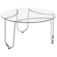 Tampa Furniture Outlet - Coaster - Beller Round Tempered Glass Top Cocktail Coffee Table Chrome - 710908
