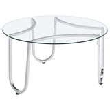 Tampa Furniture Outlet - Coaster - Beller Round Tempered Glass Top Cocktail Coffee Table Chrome - 710908