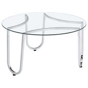 Tampa Furniture Outlet - Coaster - Beller Round Tempered Glass Top Cocktail Coffee Table Chrome - 710908