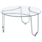 Beller Round Tempered Glass Top Cocktail Coffee Table Chrome