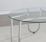 Beller Round Tempered Glass Top Cocktail Coffee Table Chrome