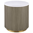 Tampa Furniture Outlet - Coaster - Jason Round White Marble Top Side End Table Greige - 711417