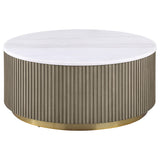 Jason 3-piece Round White Marble Coffee Table Set Greige