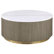 Tampa Furniture Outlet - Coaster - Jason Round White Marble Top Coffee Table Greige - 711418