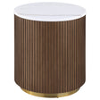 Tampa Furniture Outlet - Coaster - Jason Round White Marble Top Side End Table Honey Brown - 712417