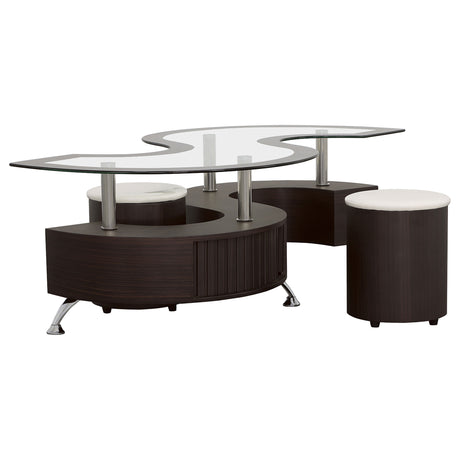 Buckley 3-piece Coffee Table and Stools Set Cappuccino - Tampa Furniture Outlet
