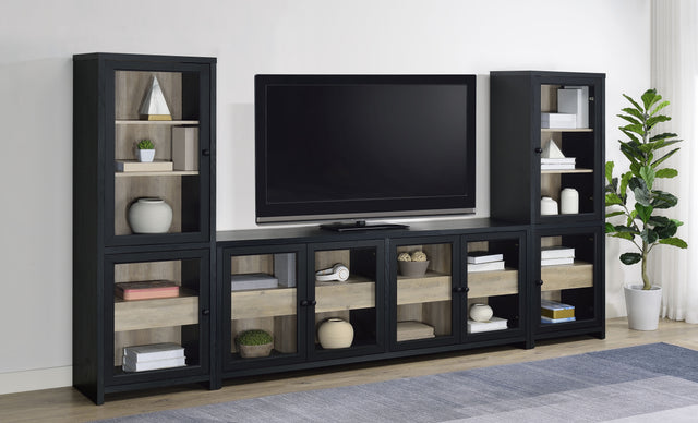 Tampa Furniture Outlet - Coaster - Denison 3-piece Entertainment Center 79-inch TV Stand Black - 720223-SET