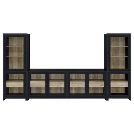 Denison 3-piece Entertainment Center 79-inch TV Stand Black
