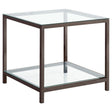 Tampa Furniture Outlet - Coaster - Trini 1-shelf Glass Top Side End Table Black Nickel - 720227
