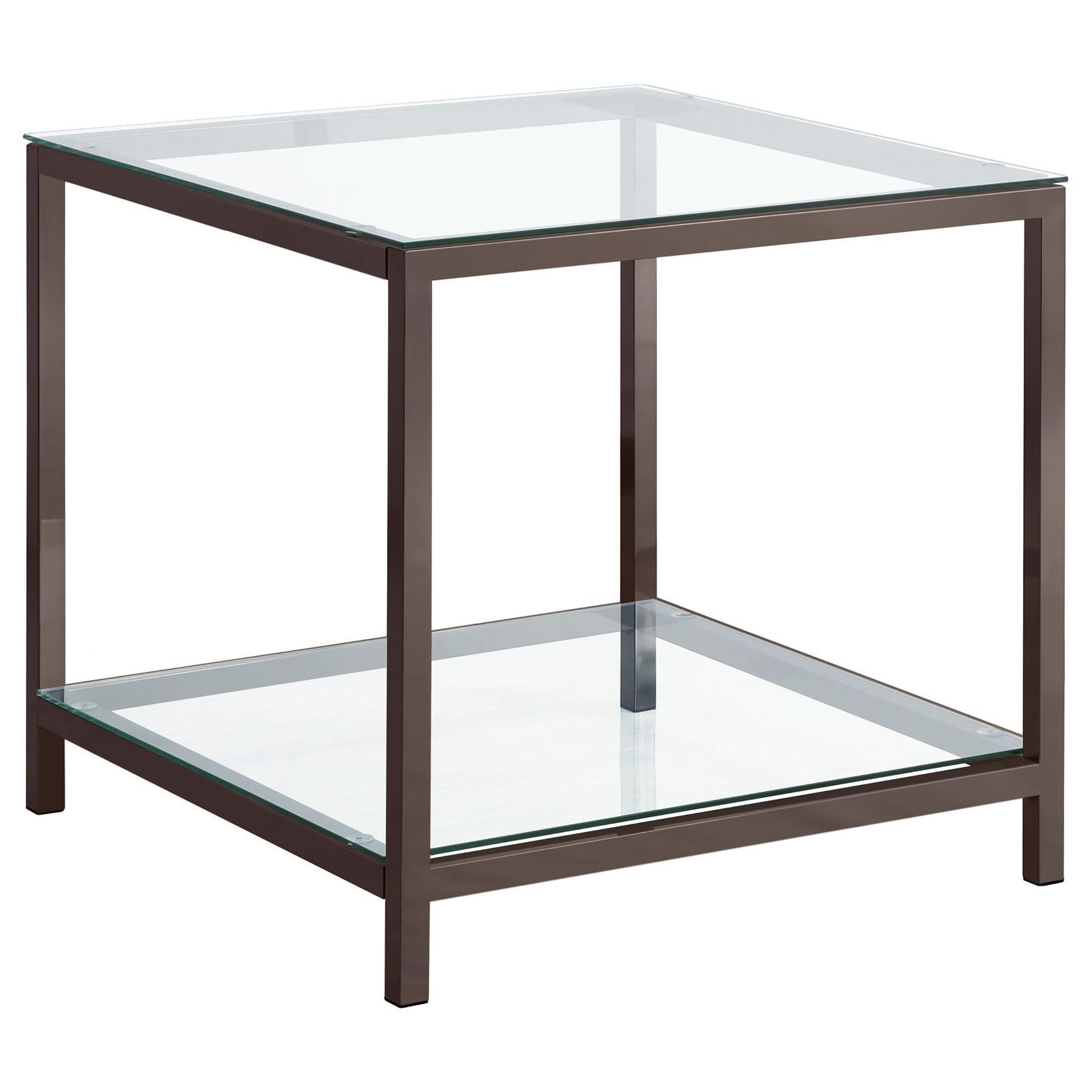 Tampa Furniture Outlet - Coaster - Trini 1-shelf Glass Top Side End Table Black Nickel - 720227