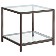 Tampa Furniture Outlet - Coaster - Trini 1-shelf Glass Top Side End Table Black Nickel - 720227