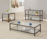 Trini 1-shelf Glass Top Side End Table Black Nickel - Tampa Furniture Outlet
