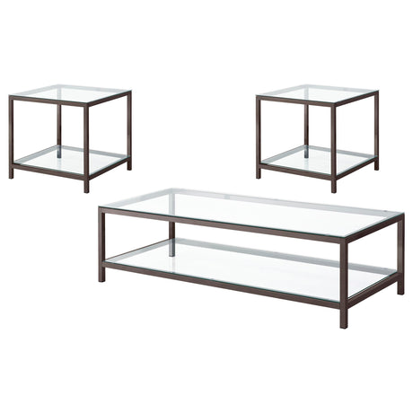 Trini 3-piece Coffee and End Table Set Black Nickel - Tampa Furniture Outlet