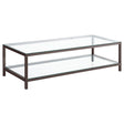 Tampa Furniture Outlet - Coaster - Trini 1-shelf Glass Top Coffee Table Black Nickel - 720228