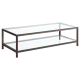 Tampa Furniture Outlet - Coaster - Trini 1-shelf Glass Top Coffee Table Black Nickel - 720228