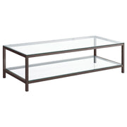 Tampa Furniture Outlet - Coaster - Trini 1-shelf Glass Top Coffee Table Black Nickel - 720228